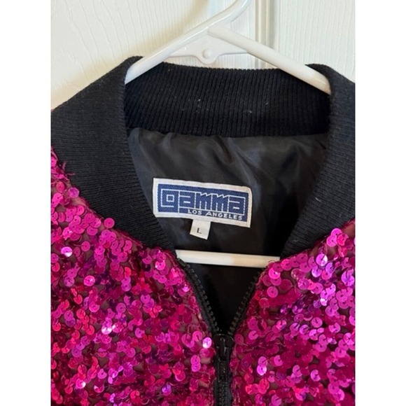 Vintage Gamma LA Sequin Bomber Jacket Lg Eclectic Vibrant Artsy Block Party - Picture 4 of 7